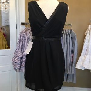 rag & bone black dress with leather trim